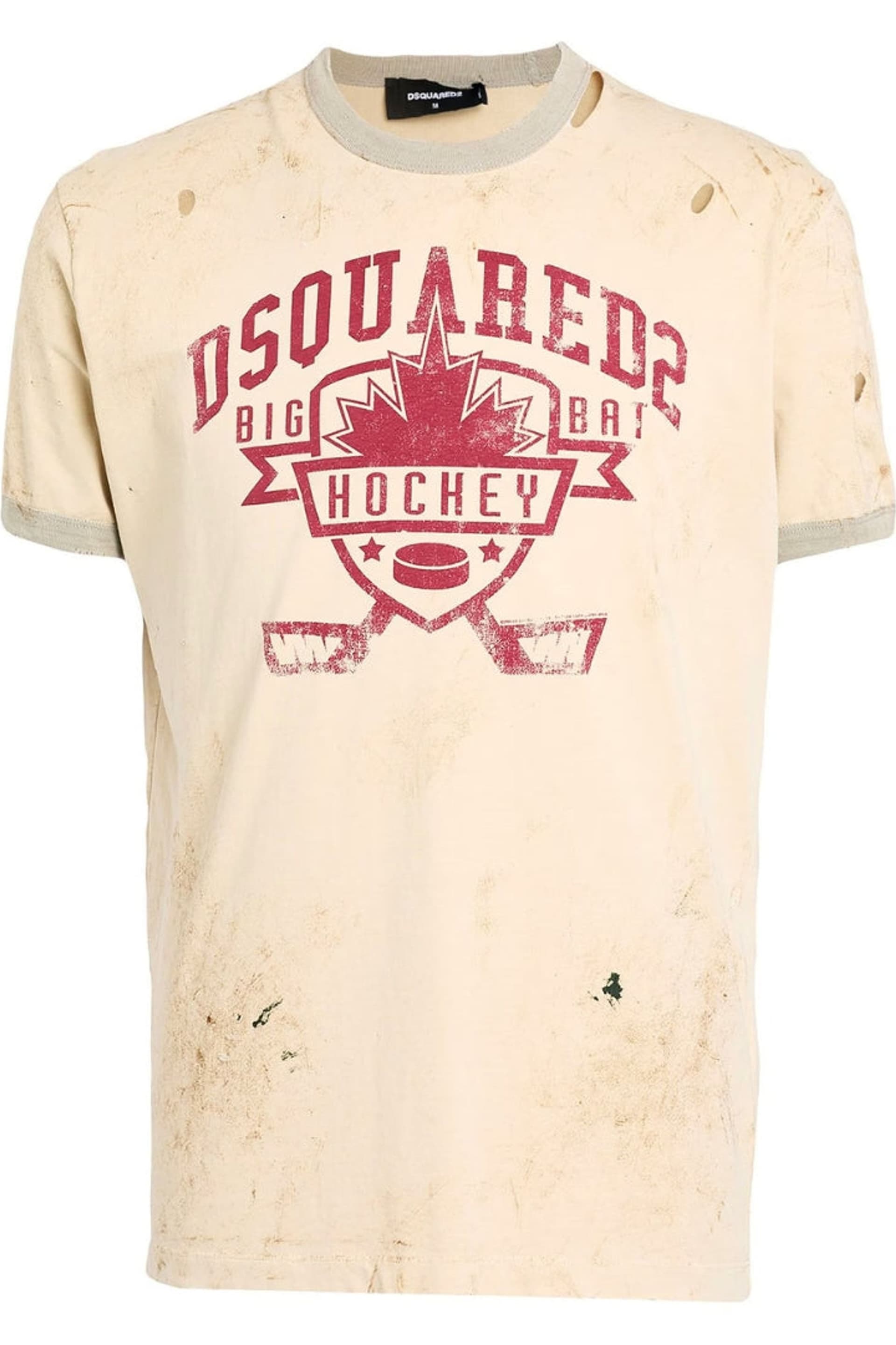 Dsquared2 Dsquared2 Men's Hockey Design Short Sleeve Round T-shirt in Cream