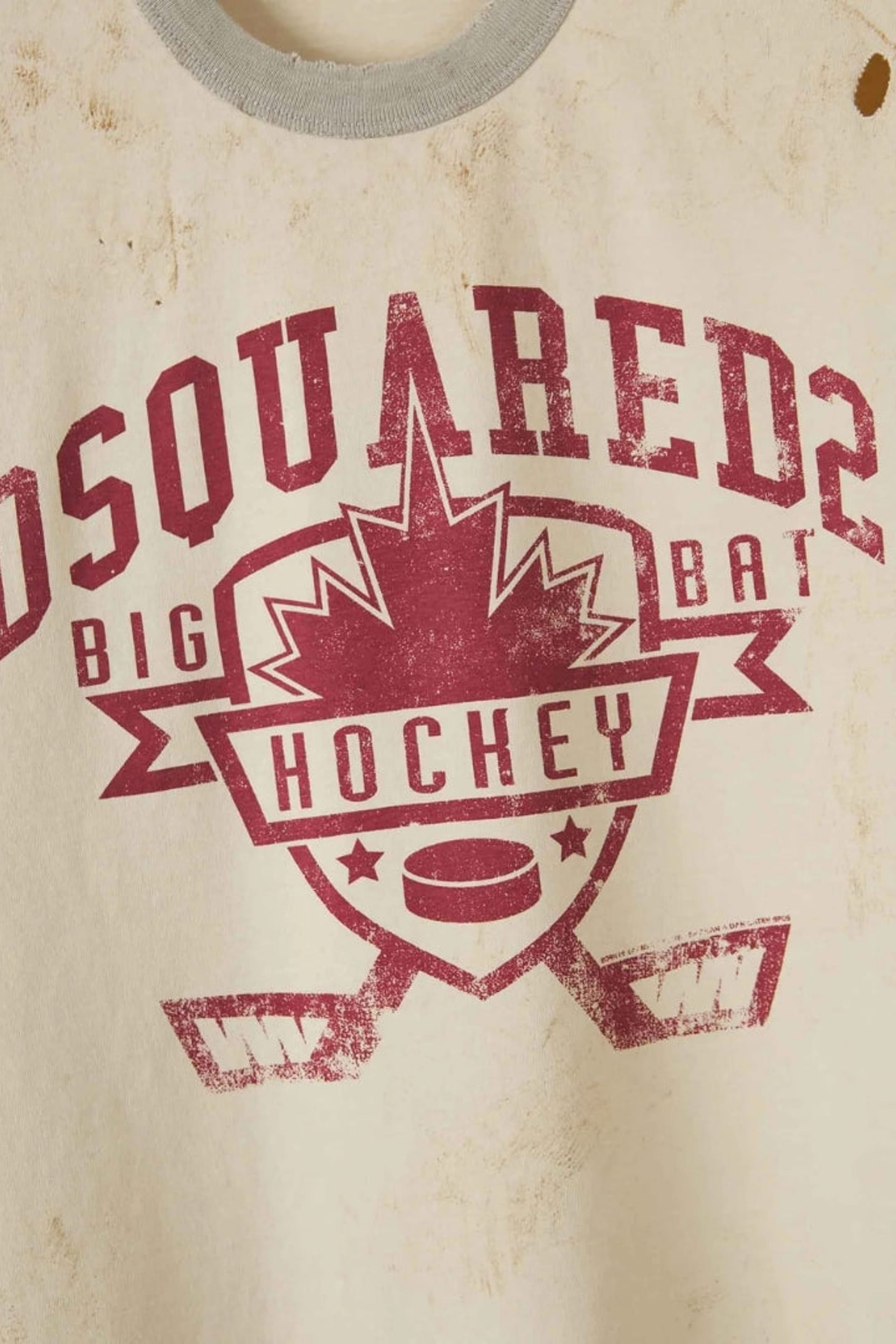 Dsquared2 Dsquared2 Men's Hockey Design Short Sleeve Round T-shirt in Cream - 4