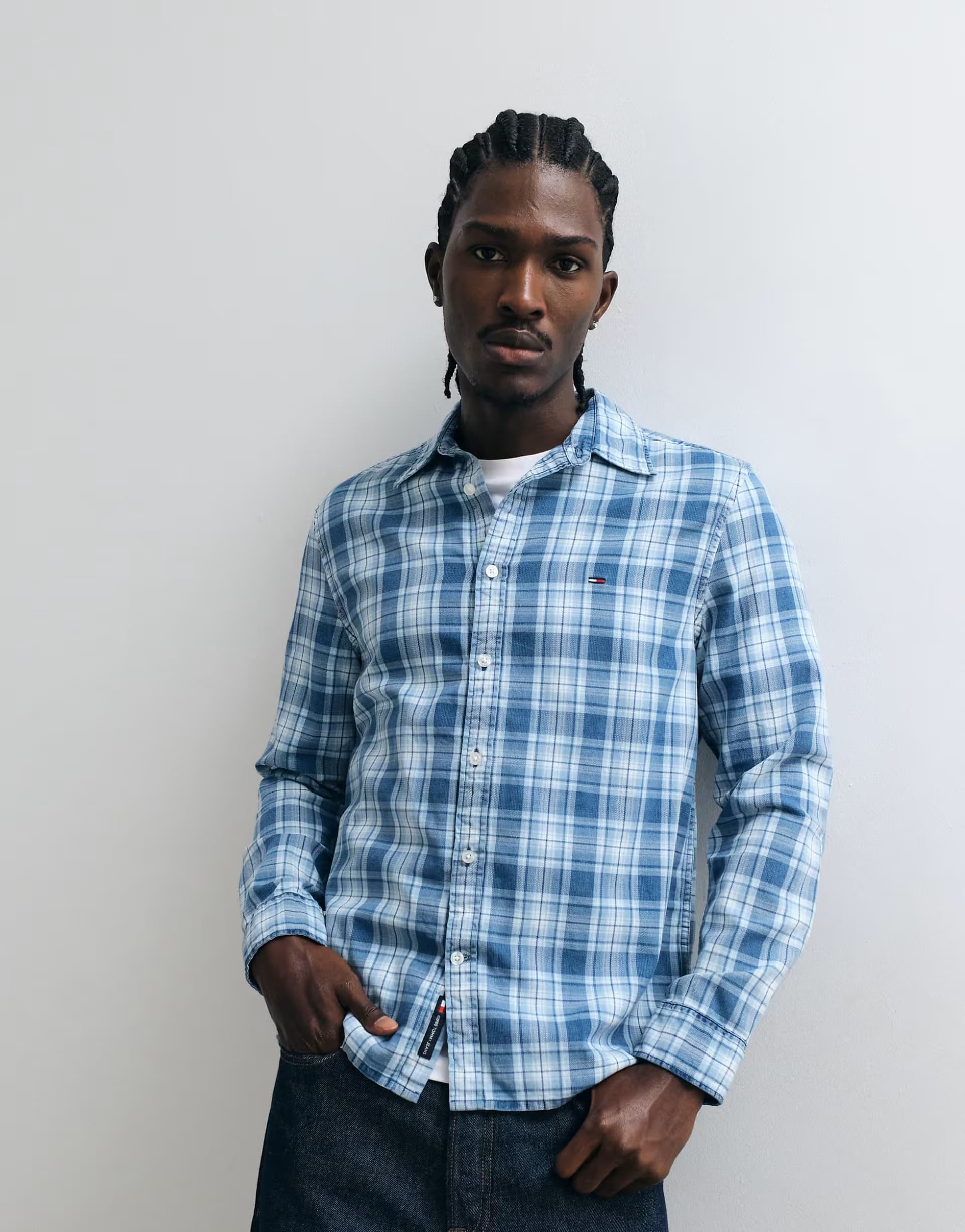 ASOS Tommy Jeans dobby shirt in blue check