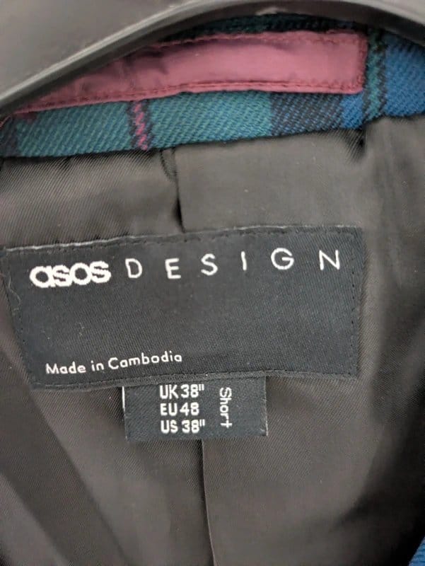ASOS Design Blue and Green Tartan Blazer