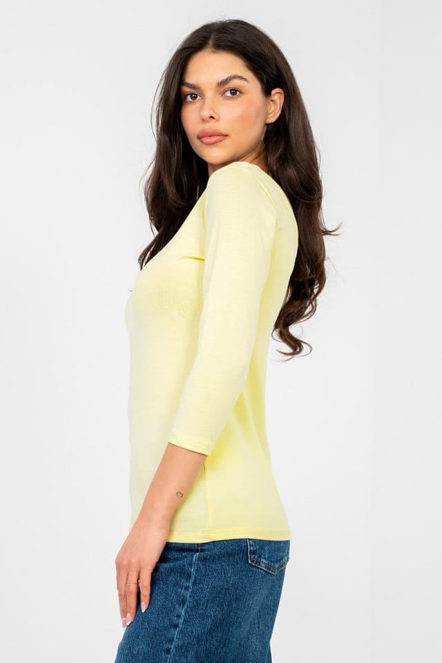Love Lace Love Lace Women's Everyday Cotton Elastane V Neck Blouse Style 224753 in Yellow - 3