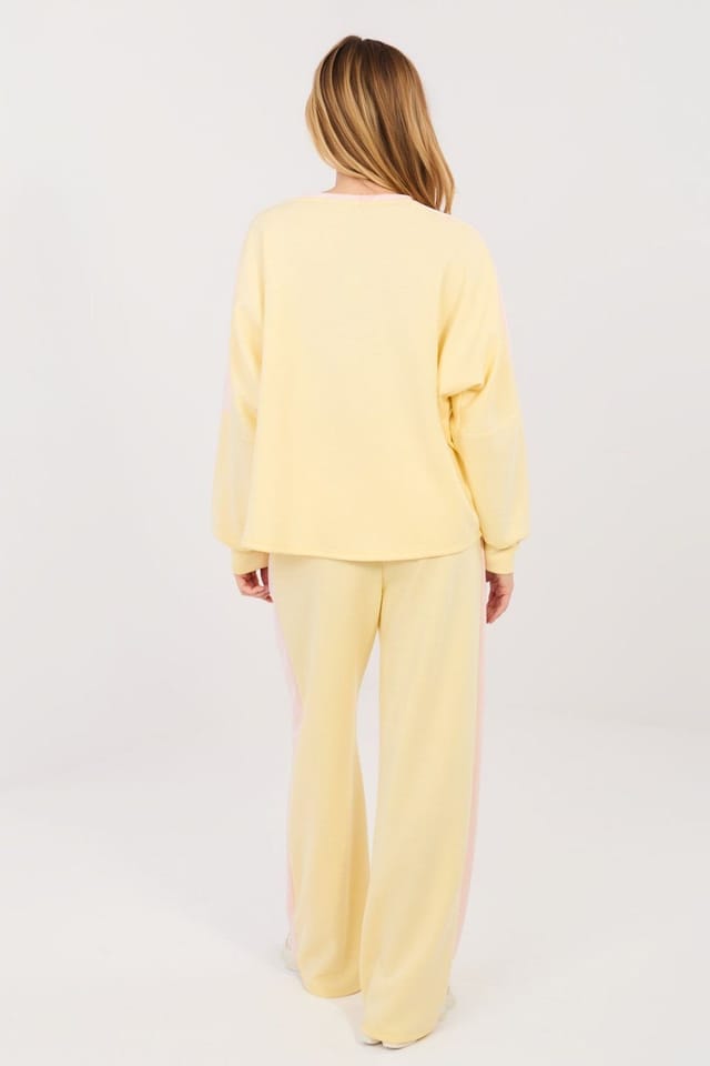 Love Lace Love Lace Women's Paris Street Hoodie & Wide Leg Trousers Set in Yellow - 2
