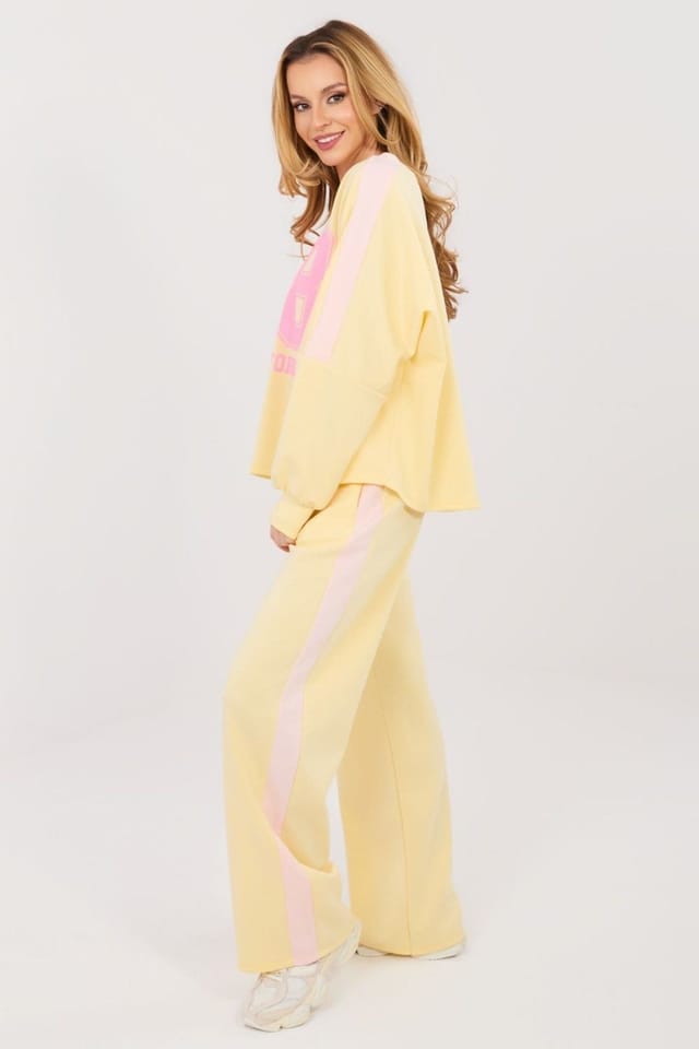 Love Lace Love Lace Women's Paris Street Hoodie & Wide Leg Trousers Set in Yellow - 3