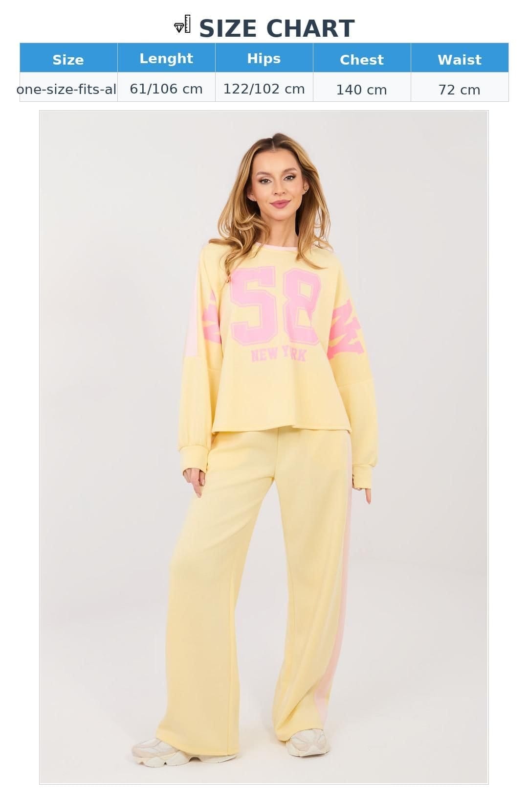 Love Lace Love Lace Women's Paris Street Hoodie & Wide Leg Trousers Set in Yellow - 4
