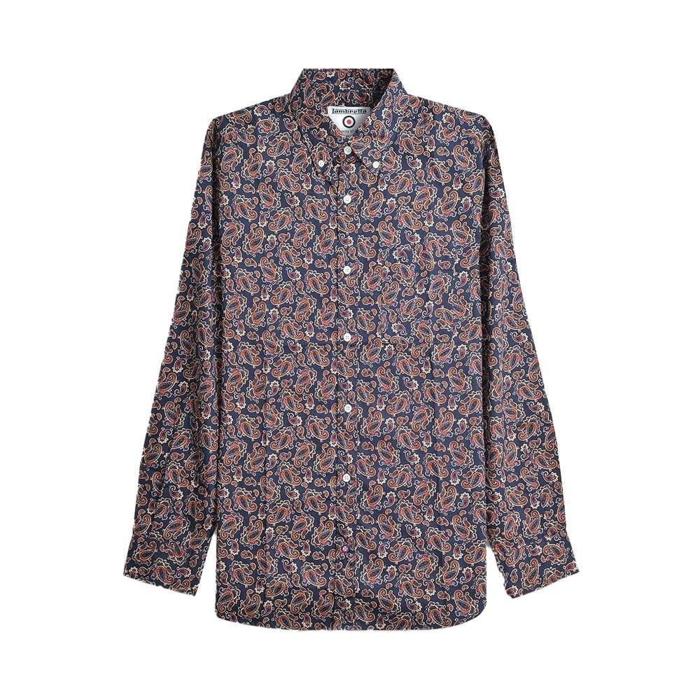 Lambretta Lambretta Men's Paisley Long-Sleeved Shirt in Navy