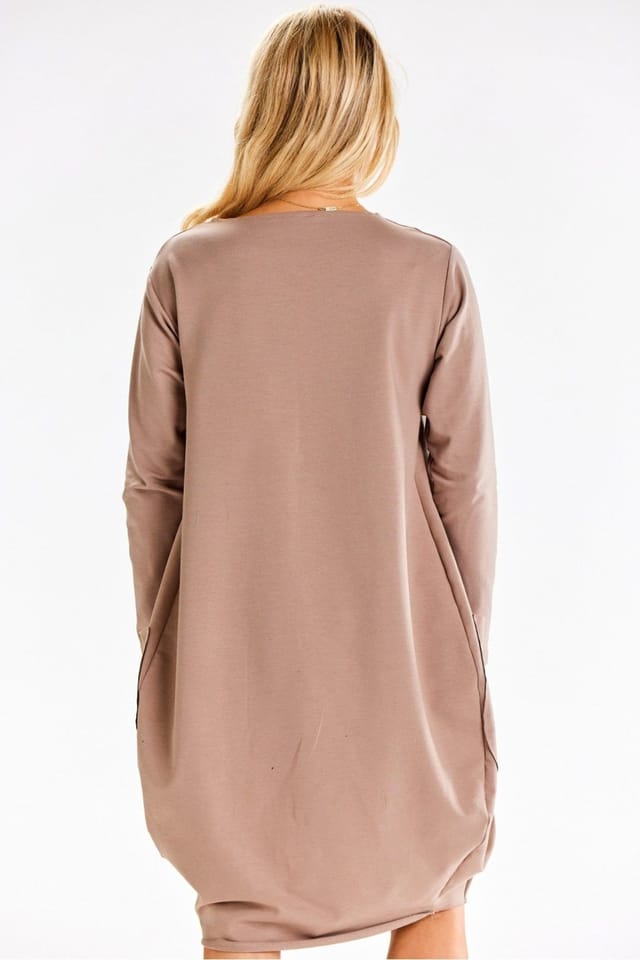 Love Lace Love Lace Women's Sweatshirt Midi Dress Pockets in Beige - 3