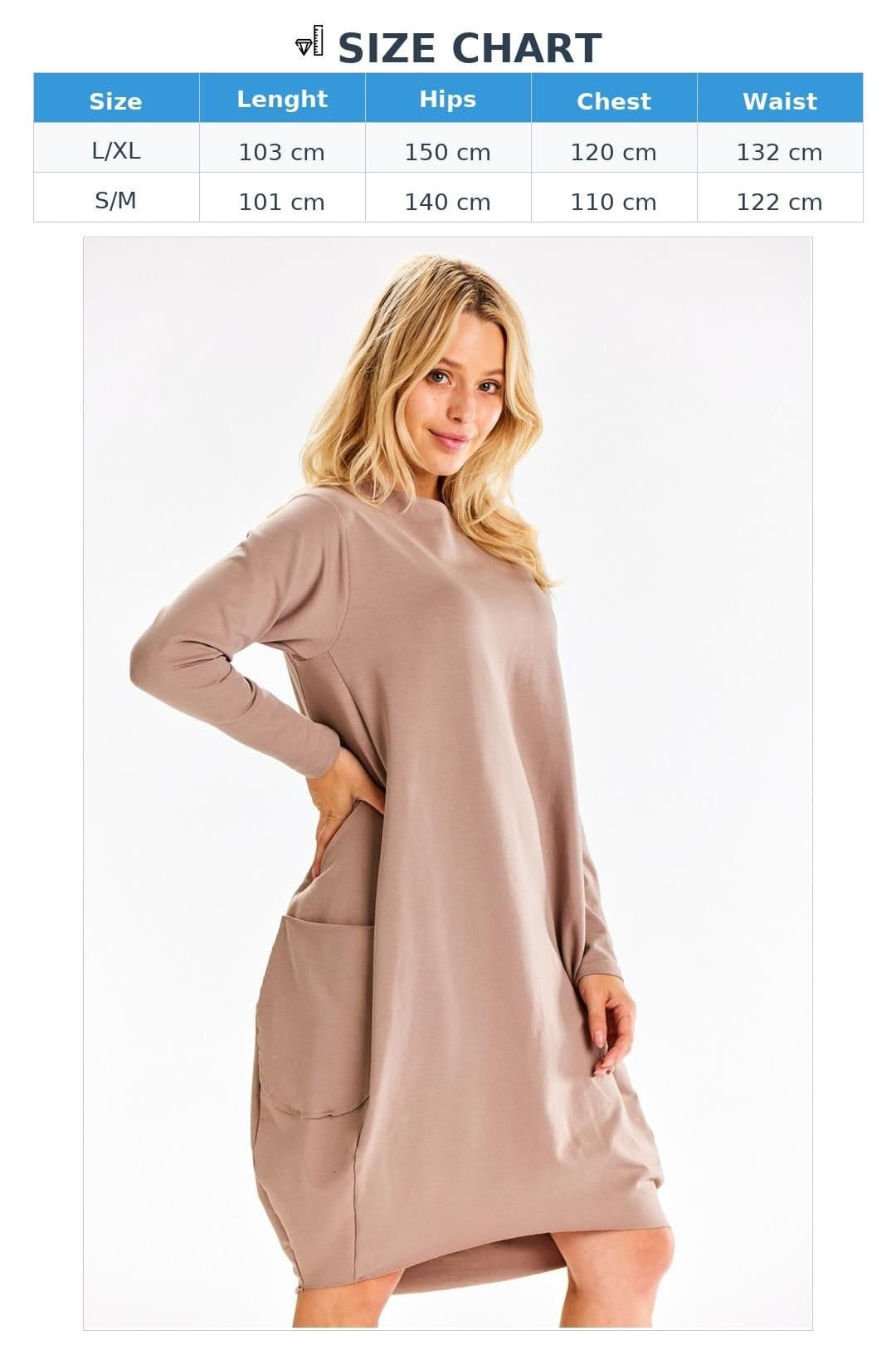 Love Lace Love Lace Women's Sweatshirt Midi Dress Pockets in Beige - 4