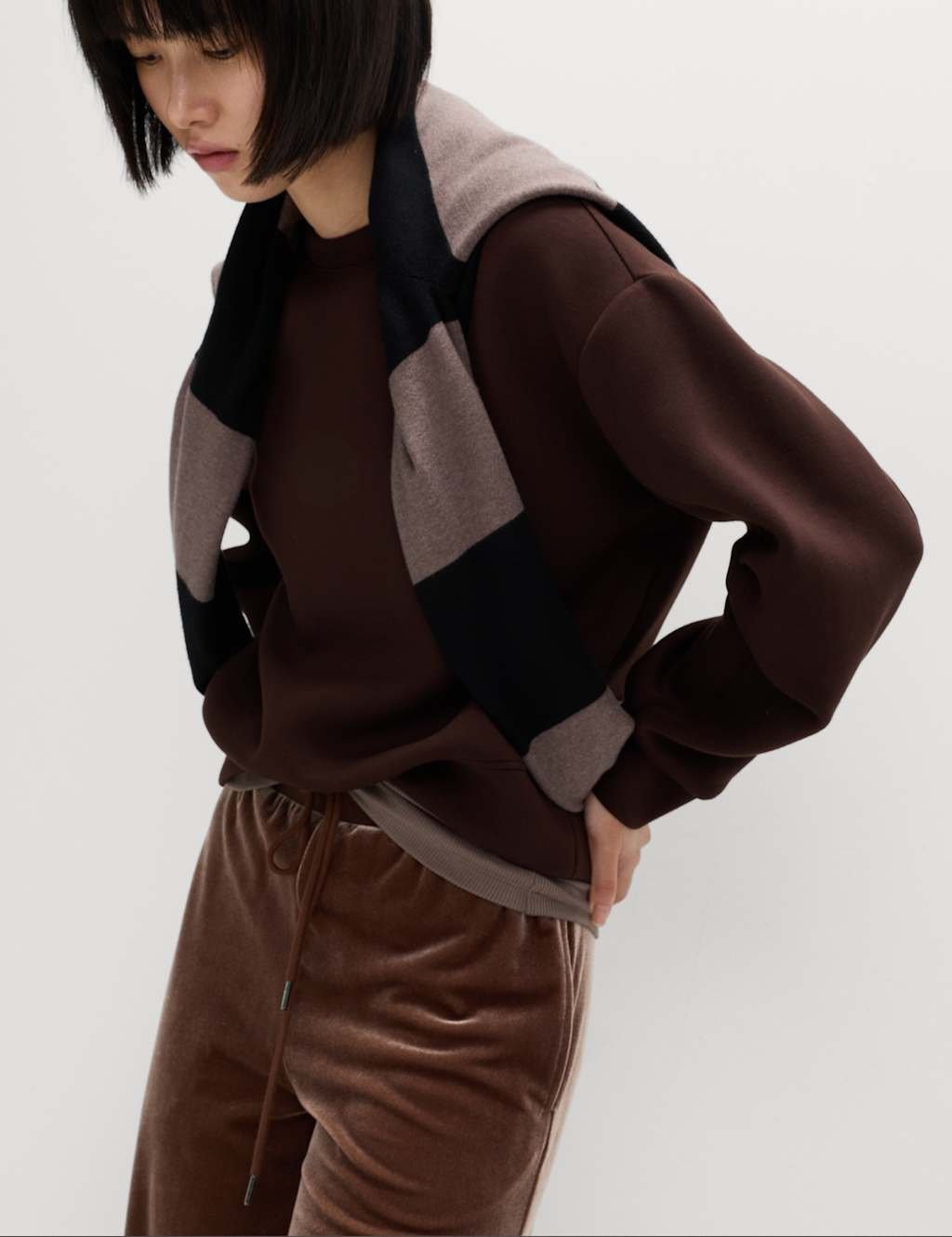 Marks & Spencer M&S High Waisted Wide Leg Joggers Toffee - 2