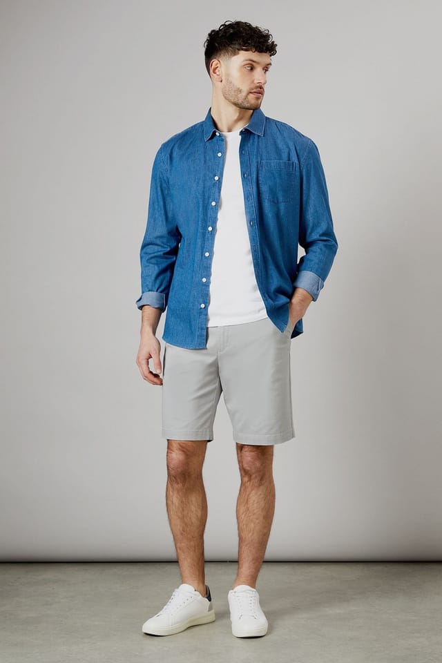 Maine Maine Men's Premium Chino Shorts in Pale Grey - 2