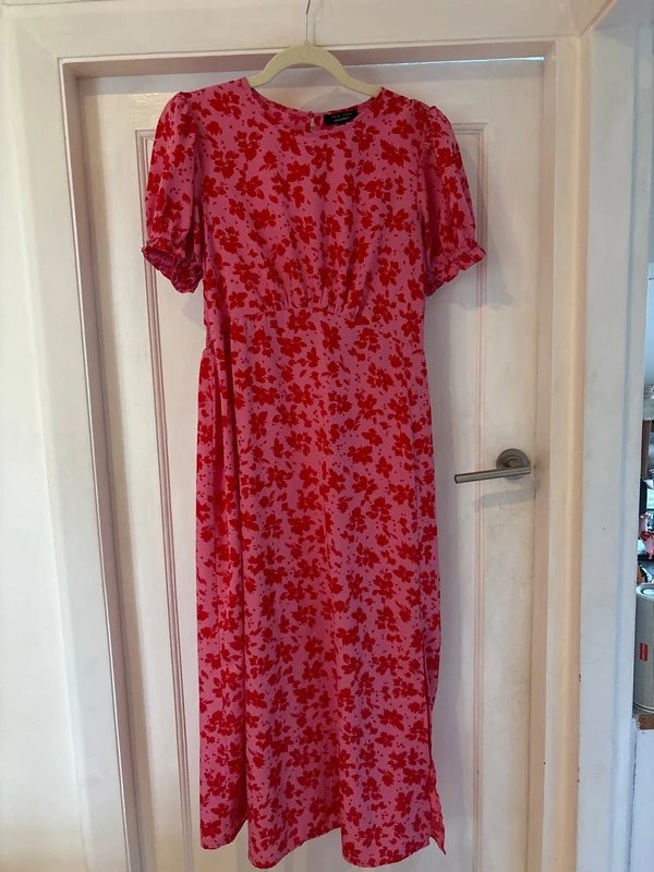 New Look New Look maternity pink & red floral dress, size 14 - 1