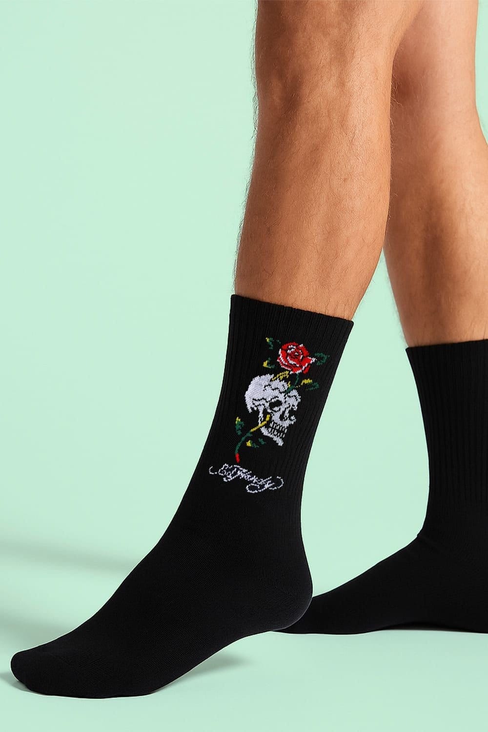 Ed Hardy Ed Hardy Men's 5 Pairs Crew Socks - Breathable Novelty Patterned Socks in Black - 4