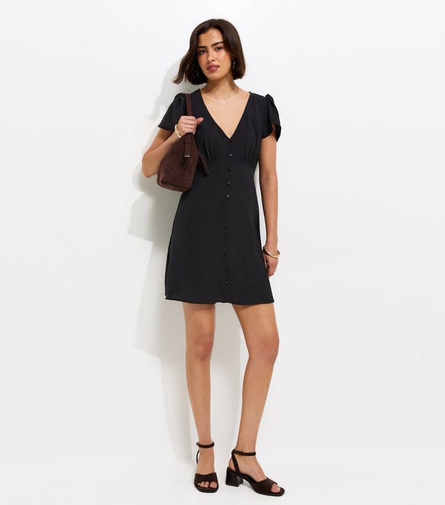 New Look Women's Black Flutter Sleeve Mini Tea Dress New Look - 3