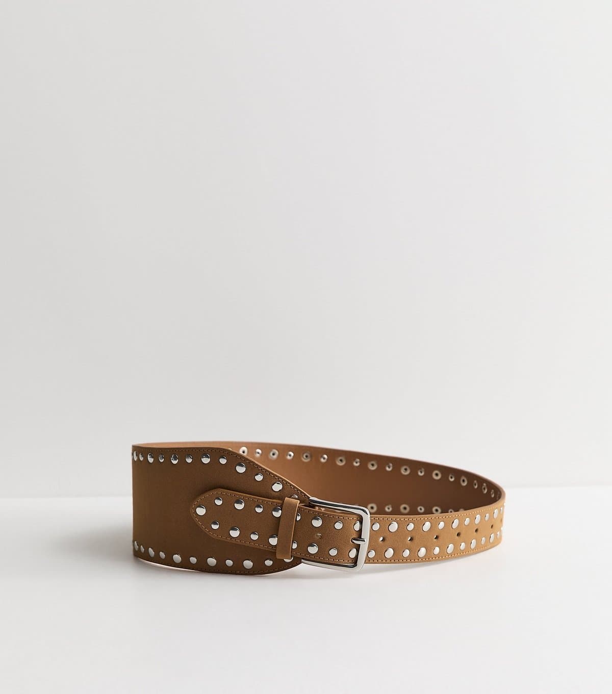 New Look New Look Tan Studded Wide Festival Belt