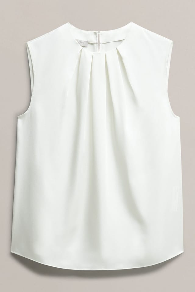 Hobbs London Hobbs London Women's Rosanne Sleeveless Pleated Neck Blouse in Off-White - 2