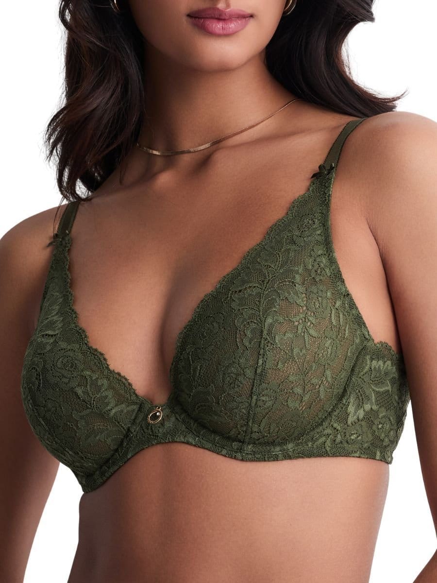 Aubade Aubade Women's Rosessence Care Triangle Plunge Bra in Green - 1