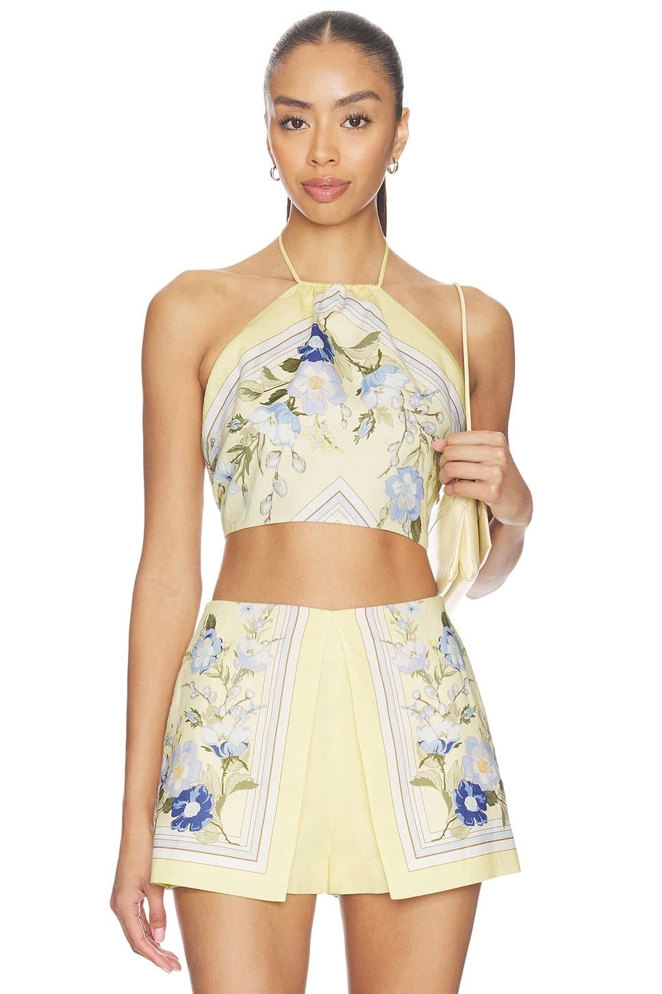 revolve Yellow Floral Linen Top