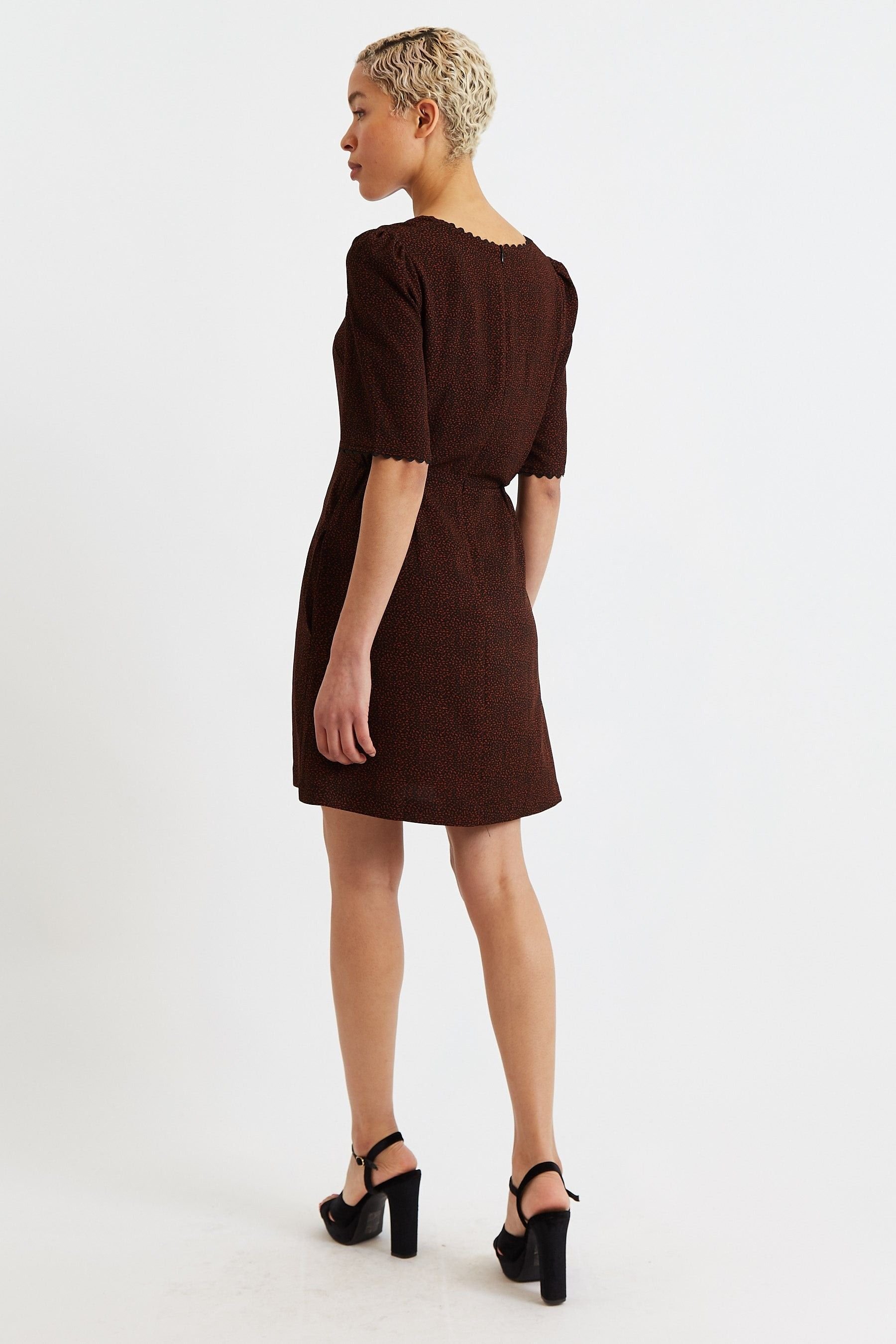 Louche Louche Women's Nova Freckle Print Square Neck MIni Dress in Red - 2