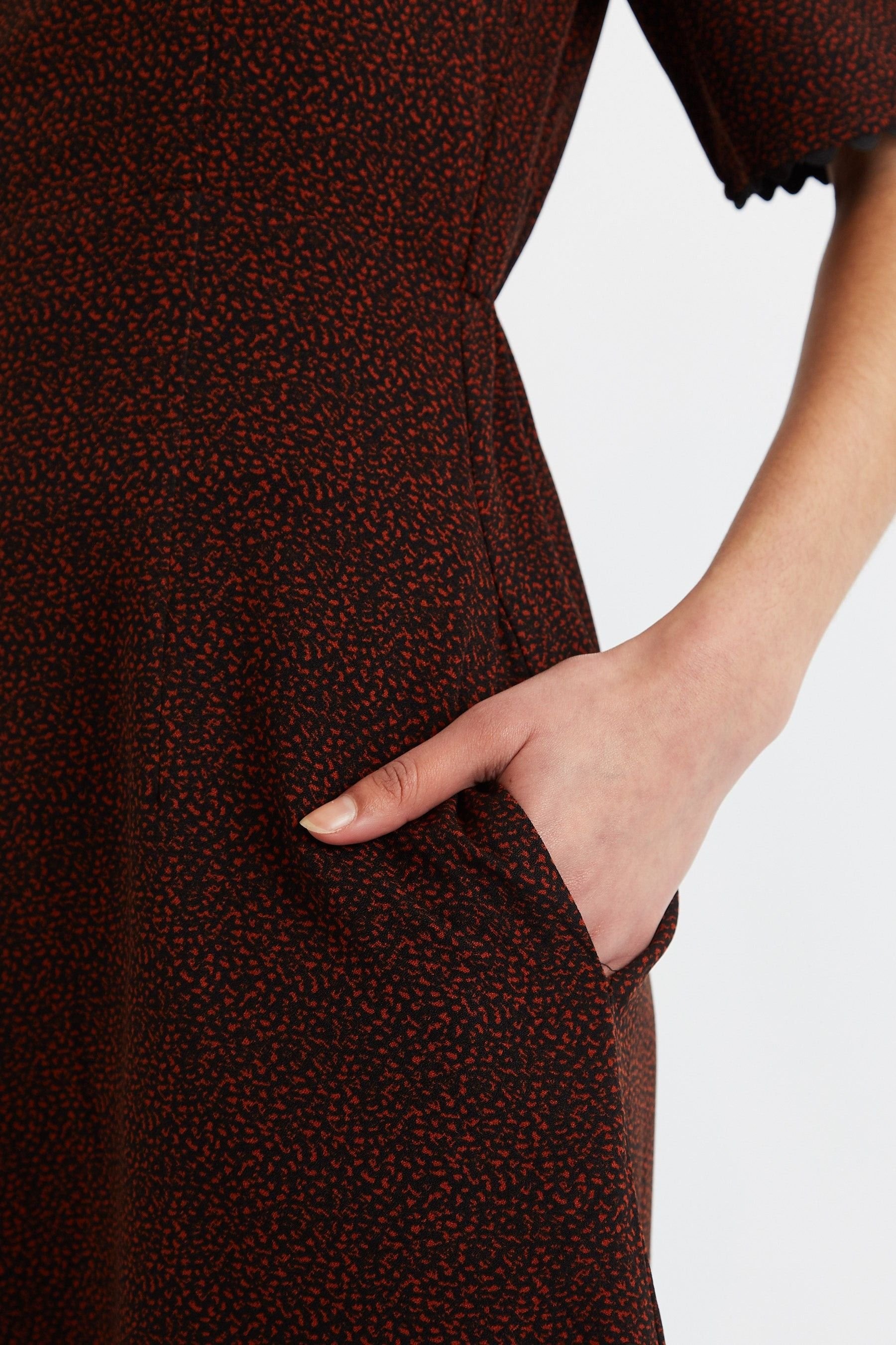 Louche Louche Women's Nova Freckle Print Square Neck MIni Dress in Red - 4