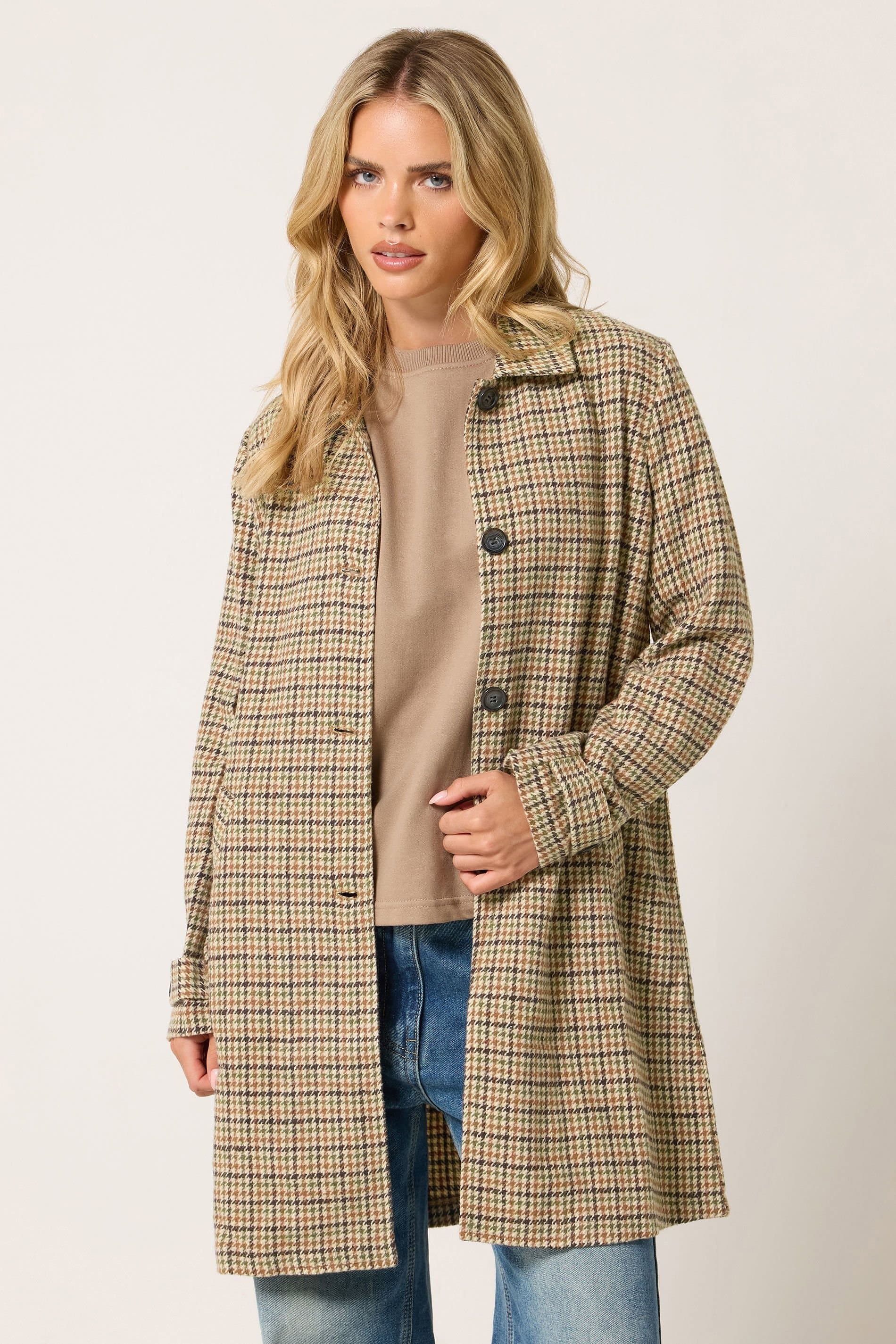 PixieGirl PixieGirl Women's Petite Midi Car Coat in Brown