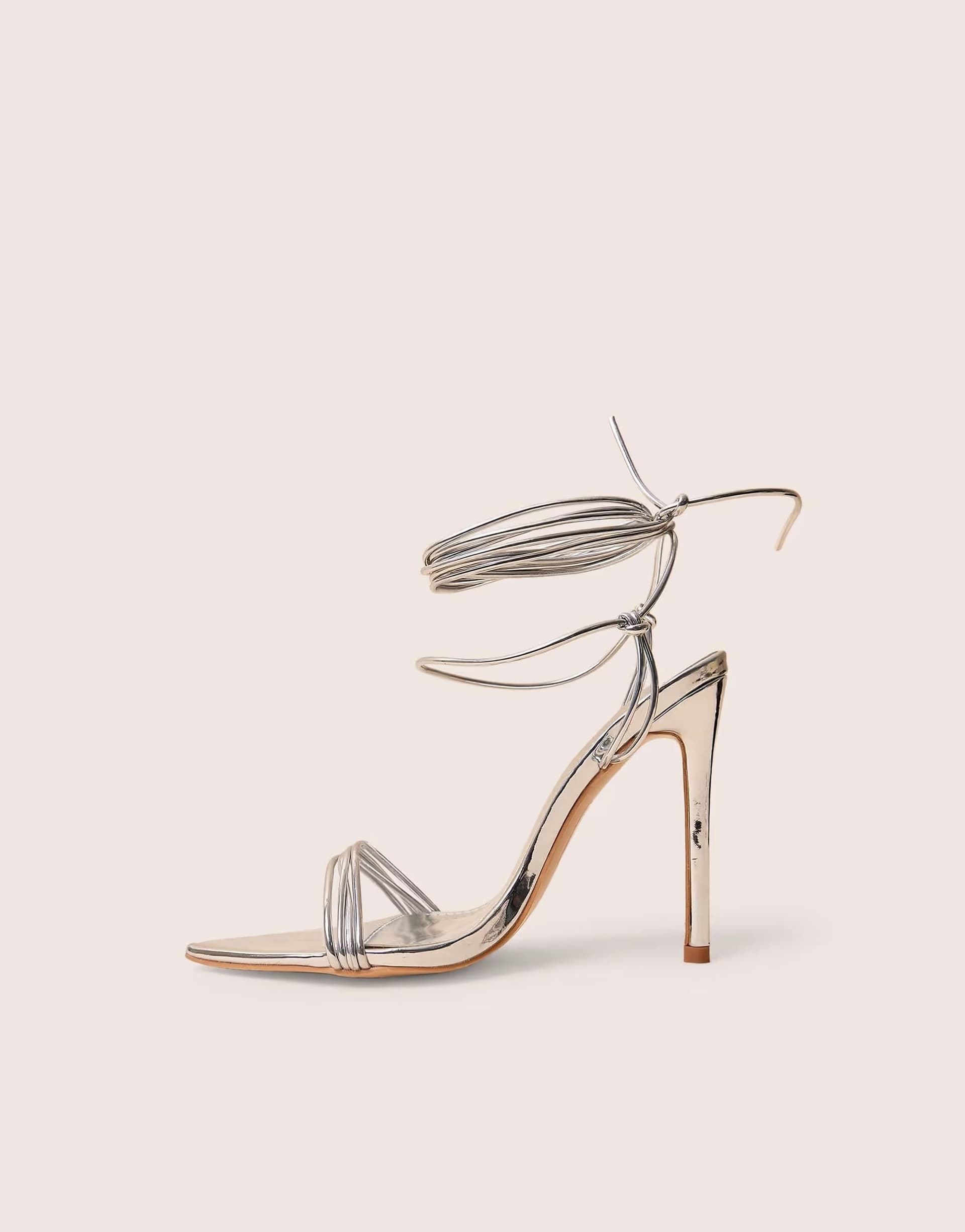 ASOS ASOS Public Desire Merlot Mirror Silver Stiletto Heels