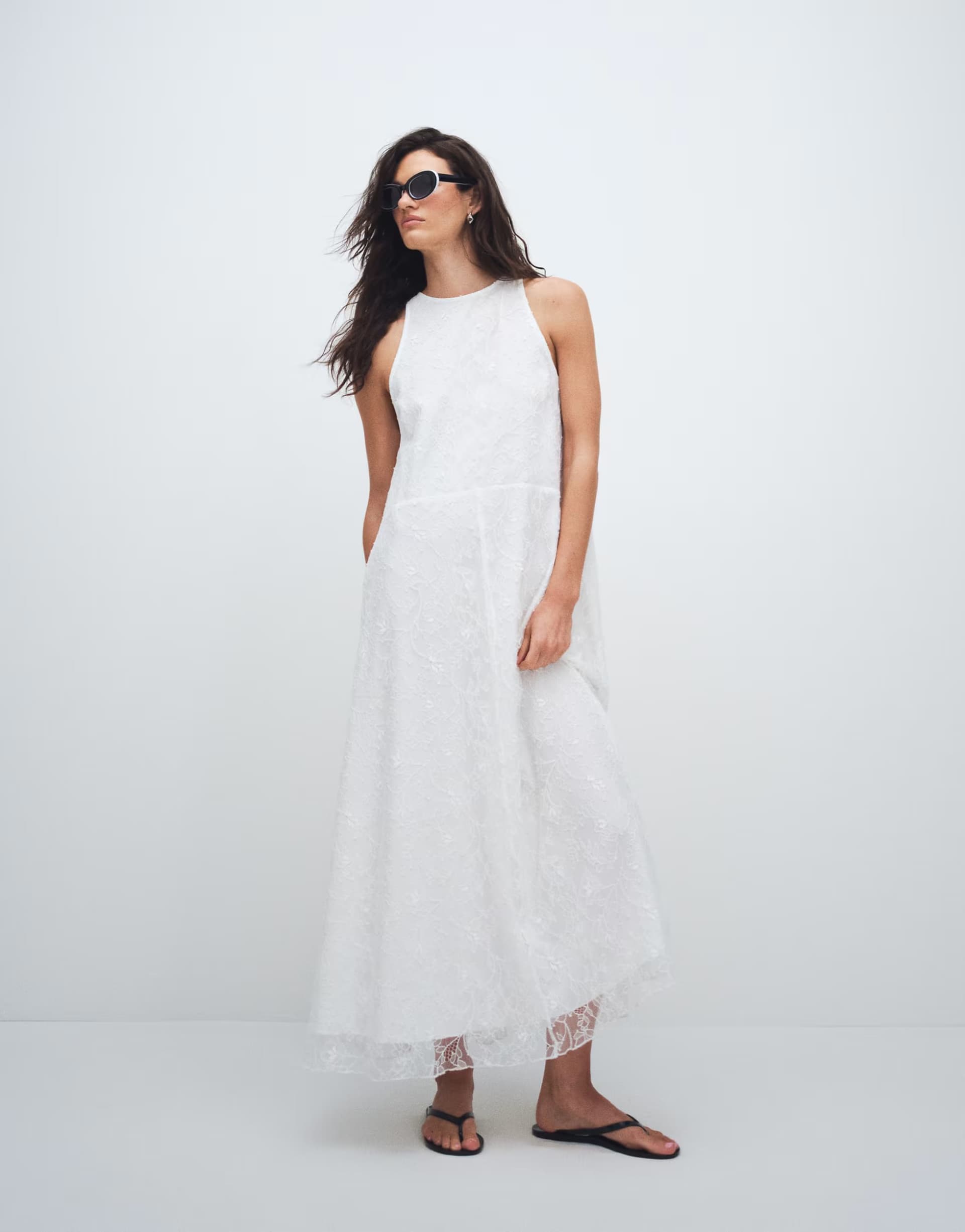 ASOS ASOS DESIGN high neck racer lace maxi dress in white