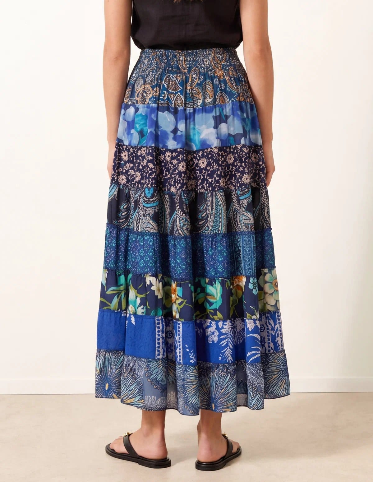 Blue Vanilla Multi Print Shirred Skirt - 4
