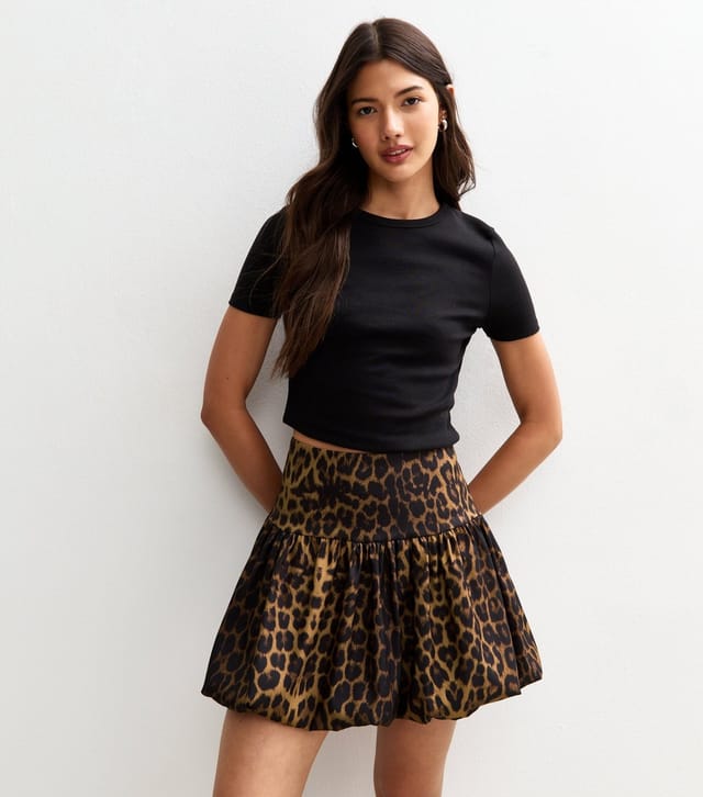 New Look Women's Brown Leopard Print Puffball Mini Skirt New Look - 2