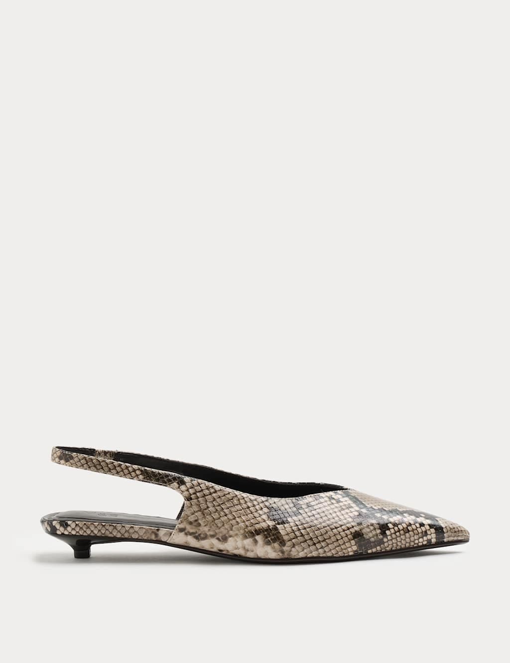 Marks & Spencer M&S Micro Kitten Heel Slingback Sandals Cream Mix