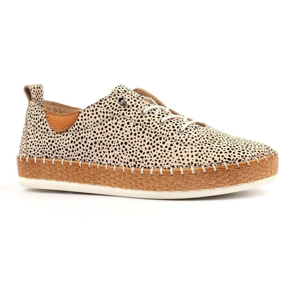 Lunar Lunar Women's Animal Print Leather Plimsolls in Light Brown