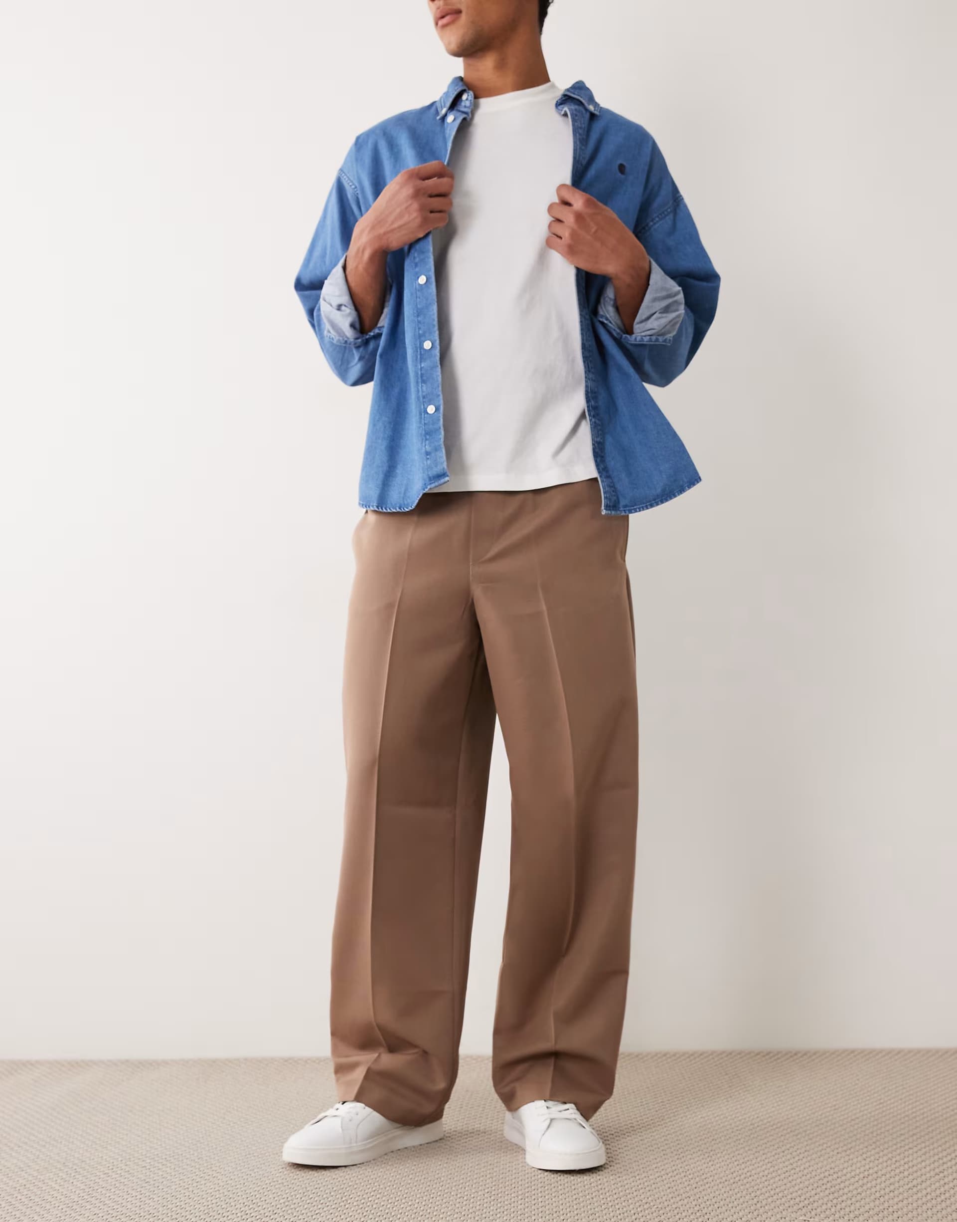 ASOS ASOS DESIGN smart pull on wide leg trousers in brown