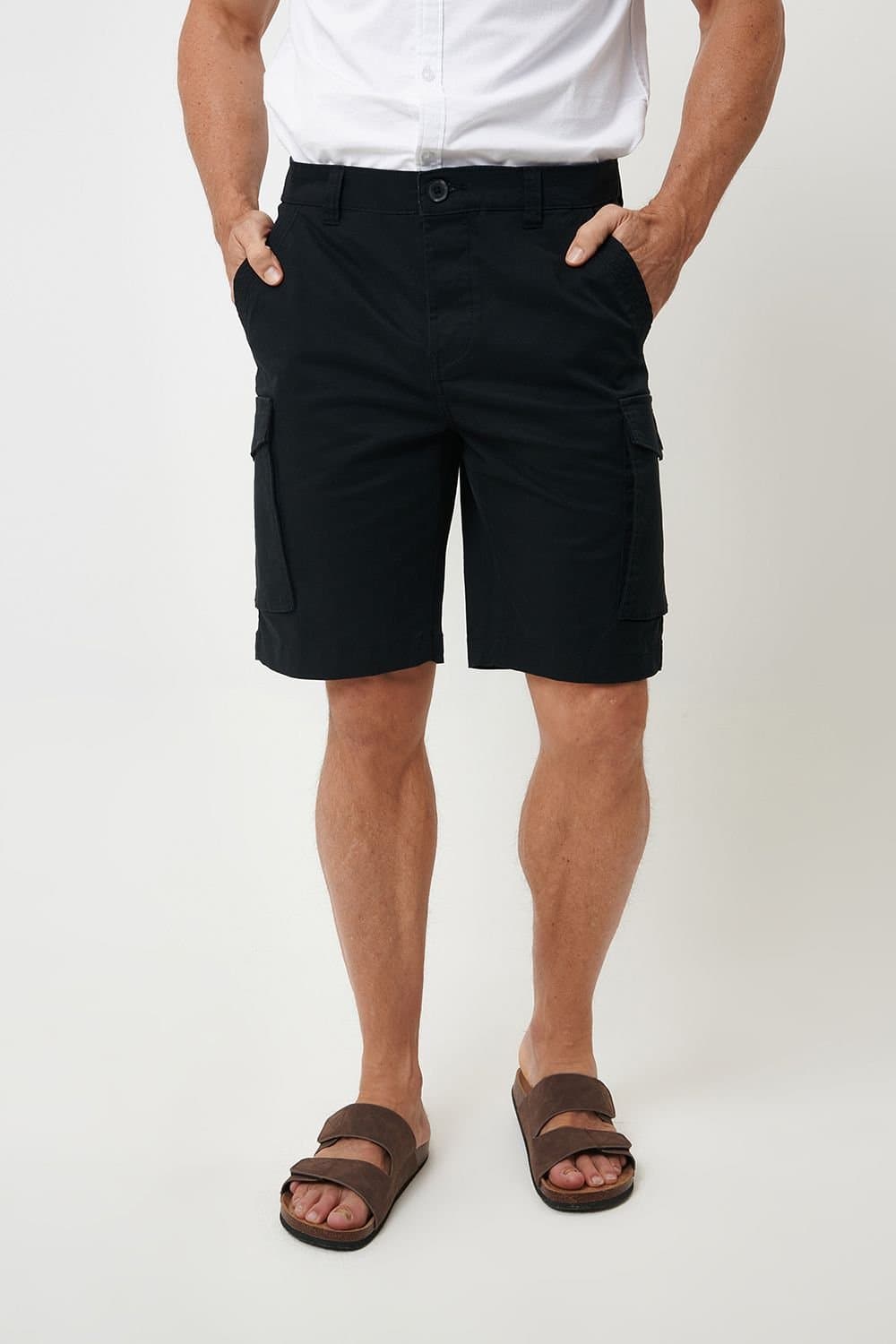 Saltwell Saltwell Men's Stretch Cotton Blend Cargo Shorts in Black