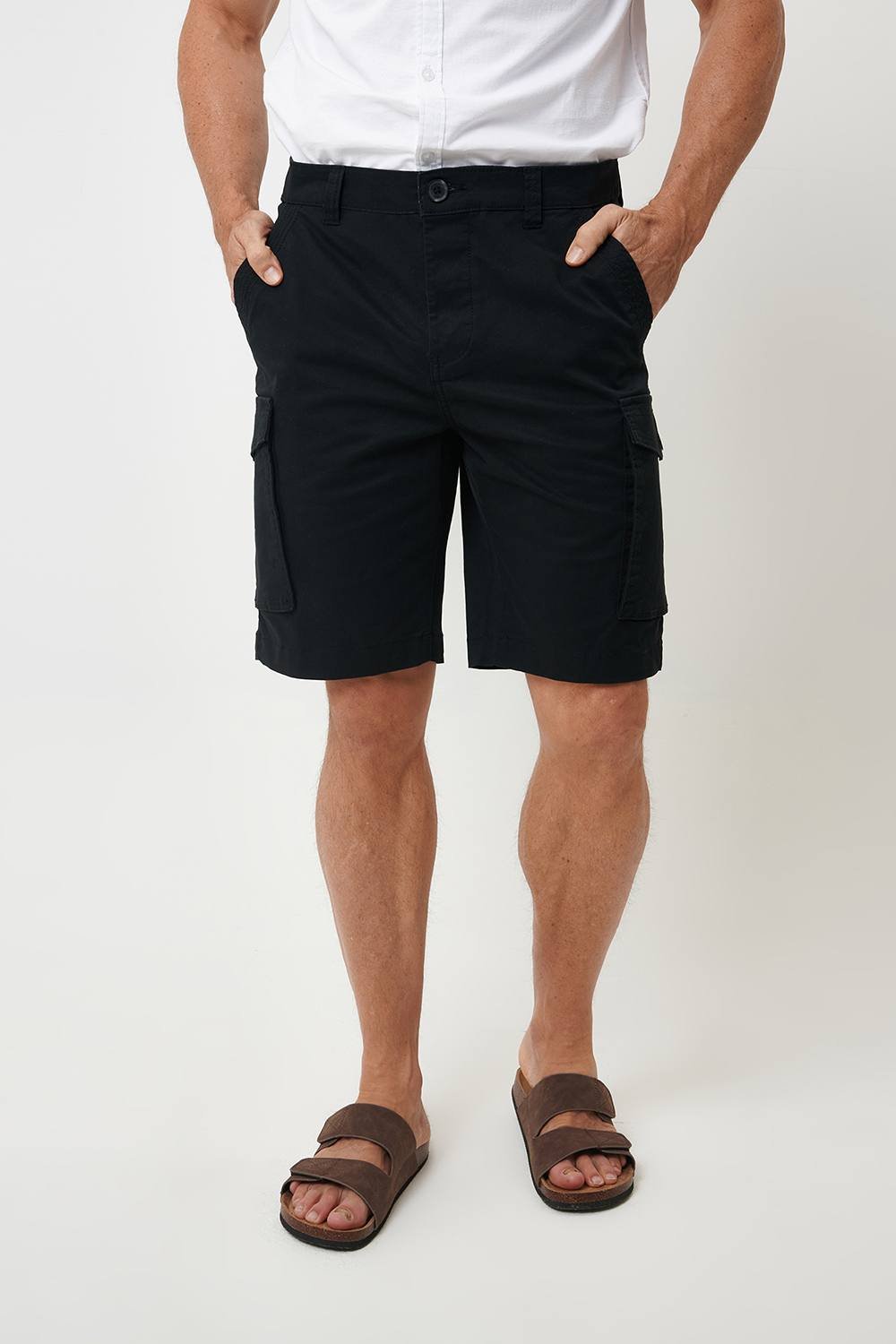 Saltwell Saltwell Men's Stretch Cotton Blend Cargo Shorts in Black - 2