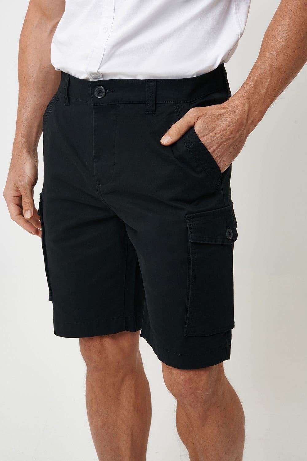 Saltwell Saltwell Men's Stretch Cotton Blend Cargo Shorts in Black - 4