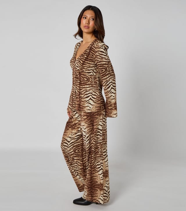 Urban Bliss Women's Brown Zebra Print Wide Leg Trousers Urban Bliss New Look - 3