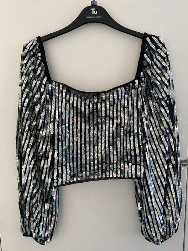 ASOS Long sleeve mesh sequin blouse