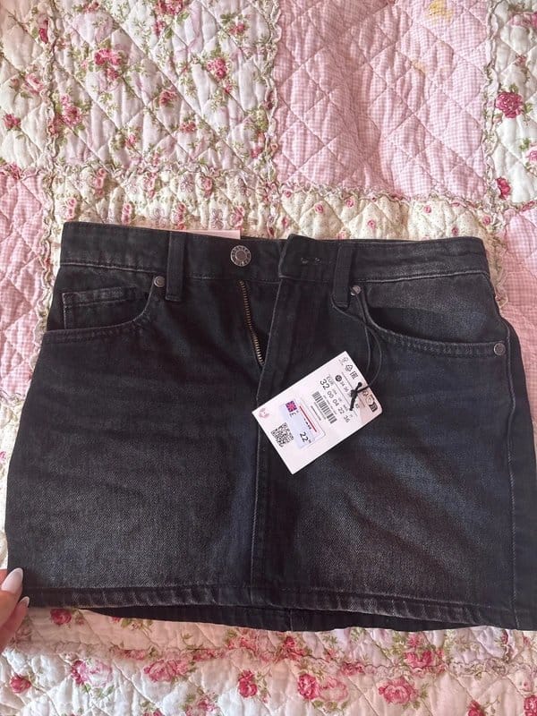 Bershka Black Denim Mini Skirt