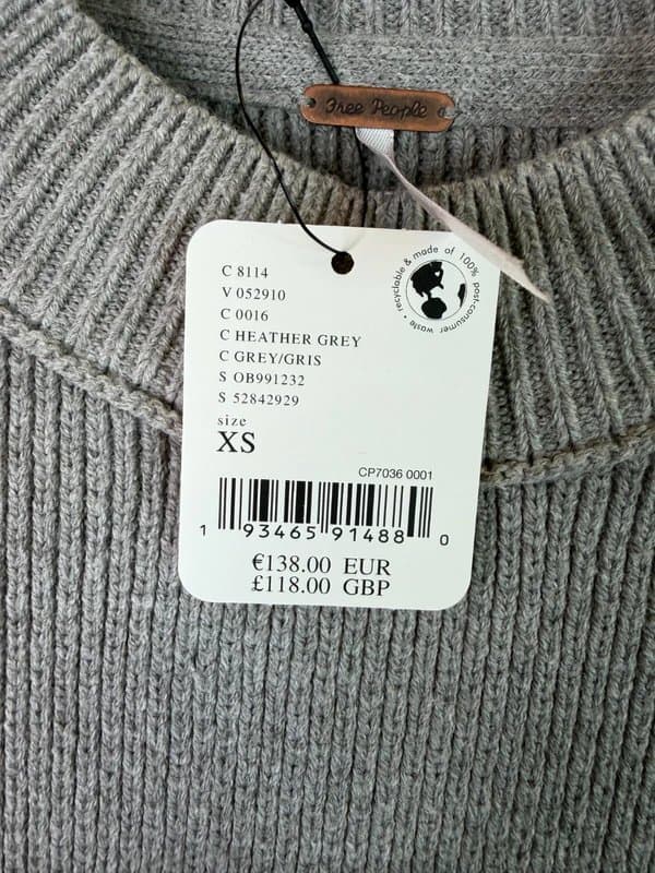 Free People Free People Easy Street Jumper Size XS Oversize Grey Knit Sweater Casual