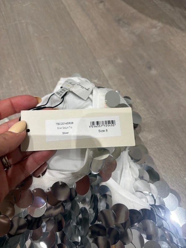 Never Fully Dressed Sequin Silver Sleeveless Top