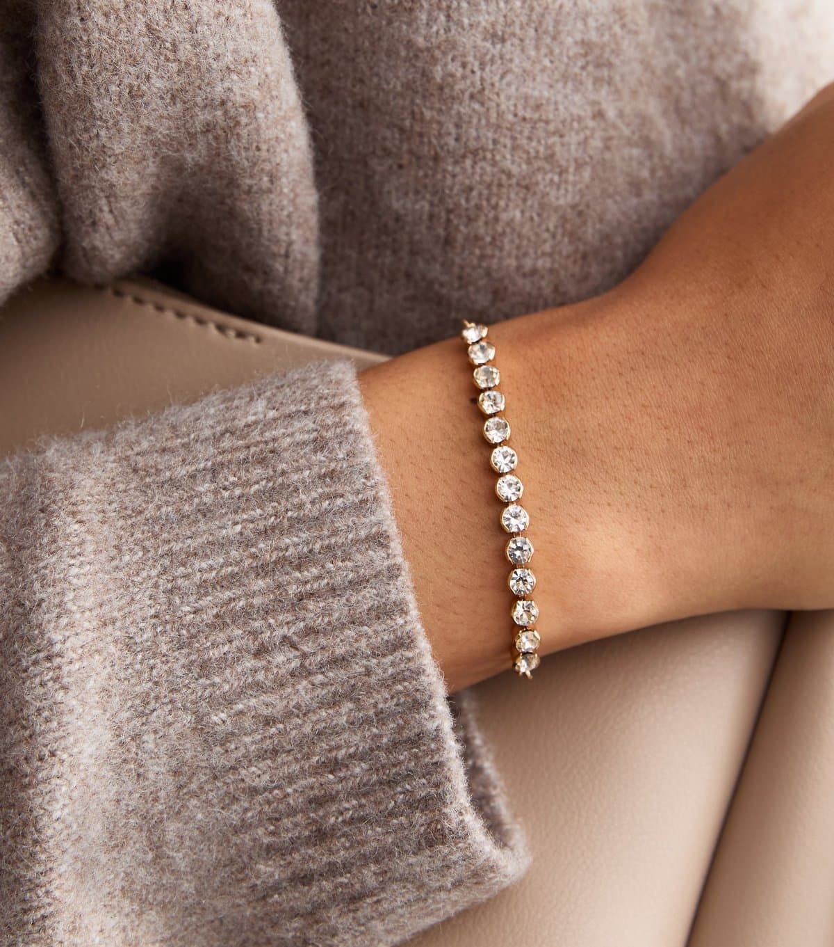 New Look 18ct Gold Plated Diamanté Bracelet New Look