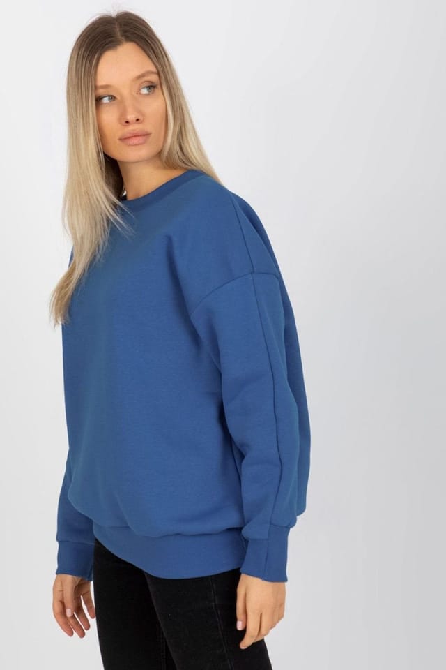 Love Lace Love Lace Women's Warm Cotton Loose Fit Crew Sweatshirt in Blue - 2