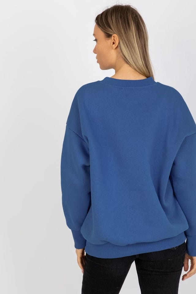 Love Lace Love Lace Women's Warm Cotton Loose Fit Crew Sweatshirt in Blue - 3
