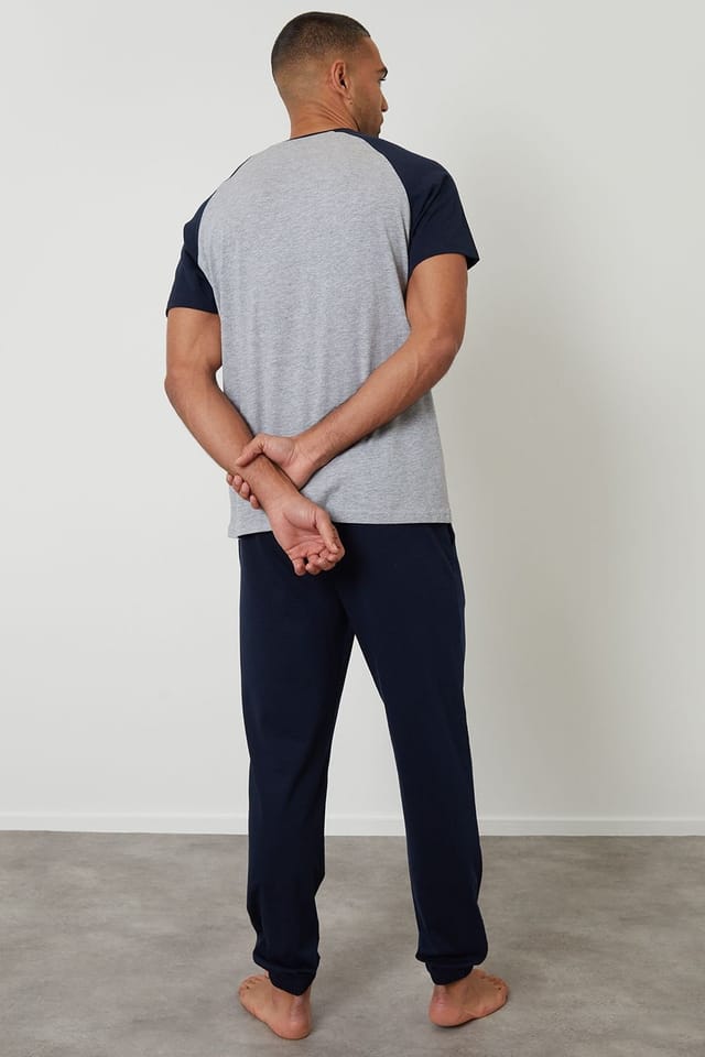 Threadbare Threadbare Men's Raglan Short Sleeve Lounge Set in Navy - 2