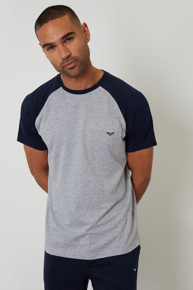 Threadbare Threadbare Men's Raglan Short Sleeve Lounge Set in Navy - 3