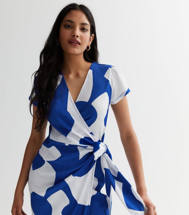 New Look Women's Blue Abstract Wrap Midi Dress New Look - 2