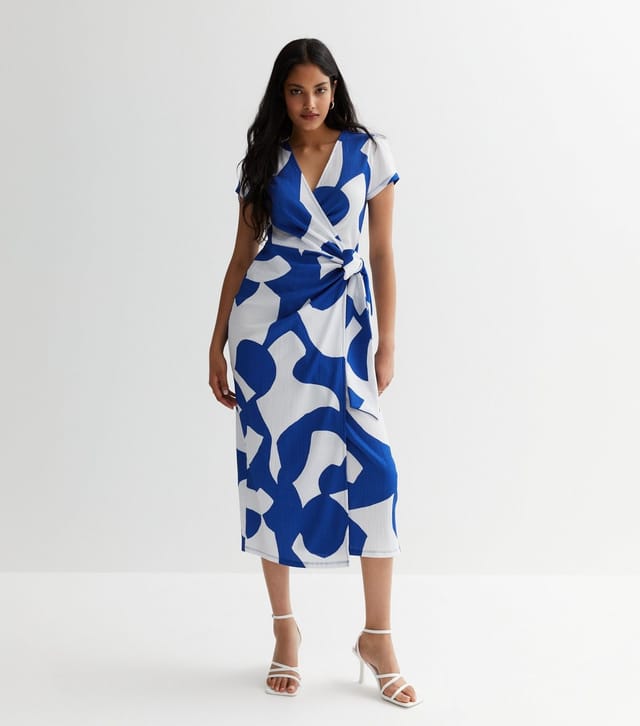 New Look Women's Blue Abstract Wrap Midi Dress New Look - 3