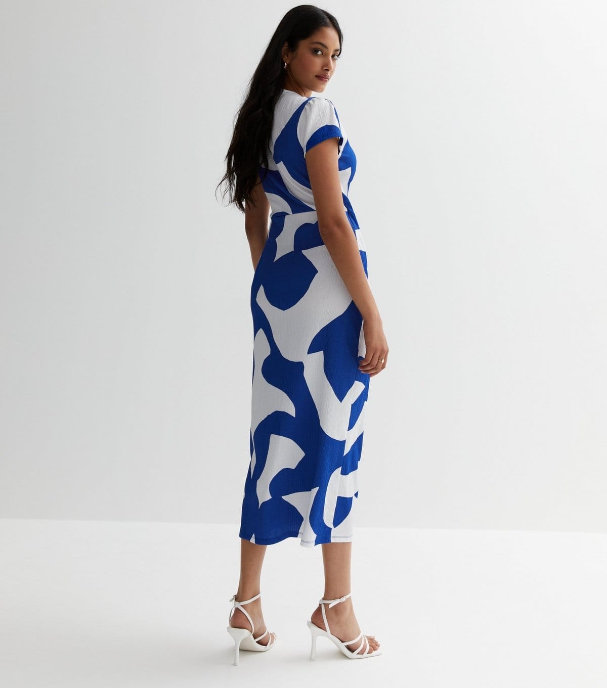 New Look Women's Blue Abstract Wrap Midi Dress New Look - 4