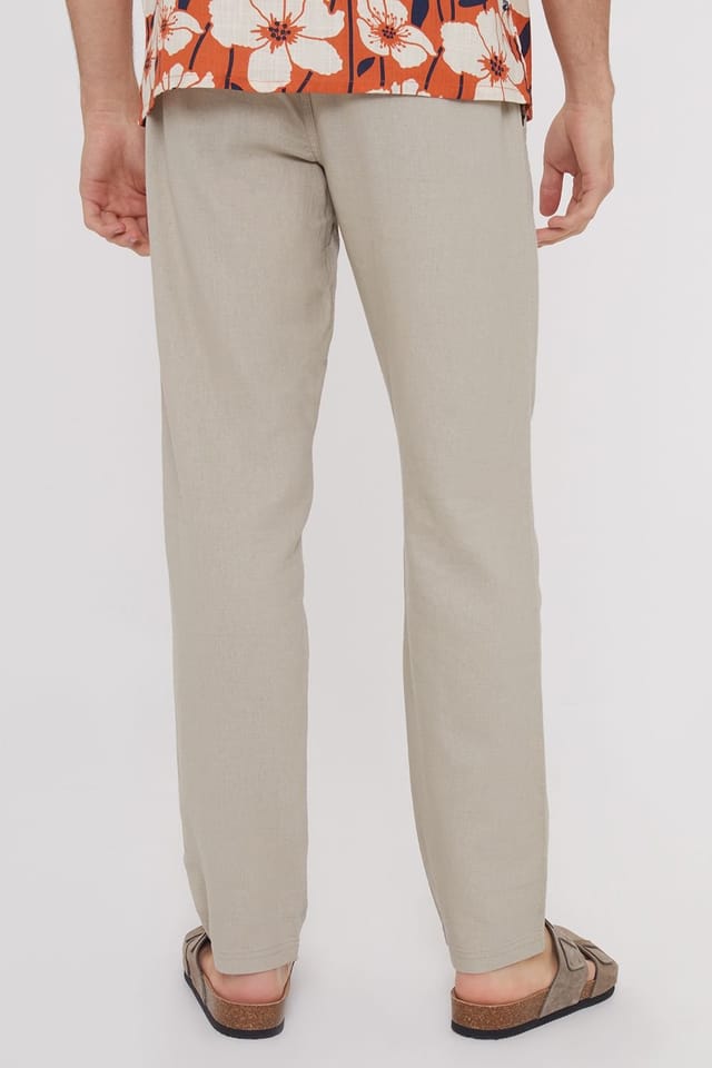Threadbare threadbare Men's 'Annual' Linen Blend Casual Trousers in Stone - 2