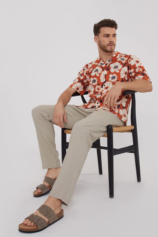 Threadbare threadbare Men's 'Annual' Linen Blend Casual Trousers in Stone - 3