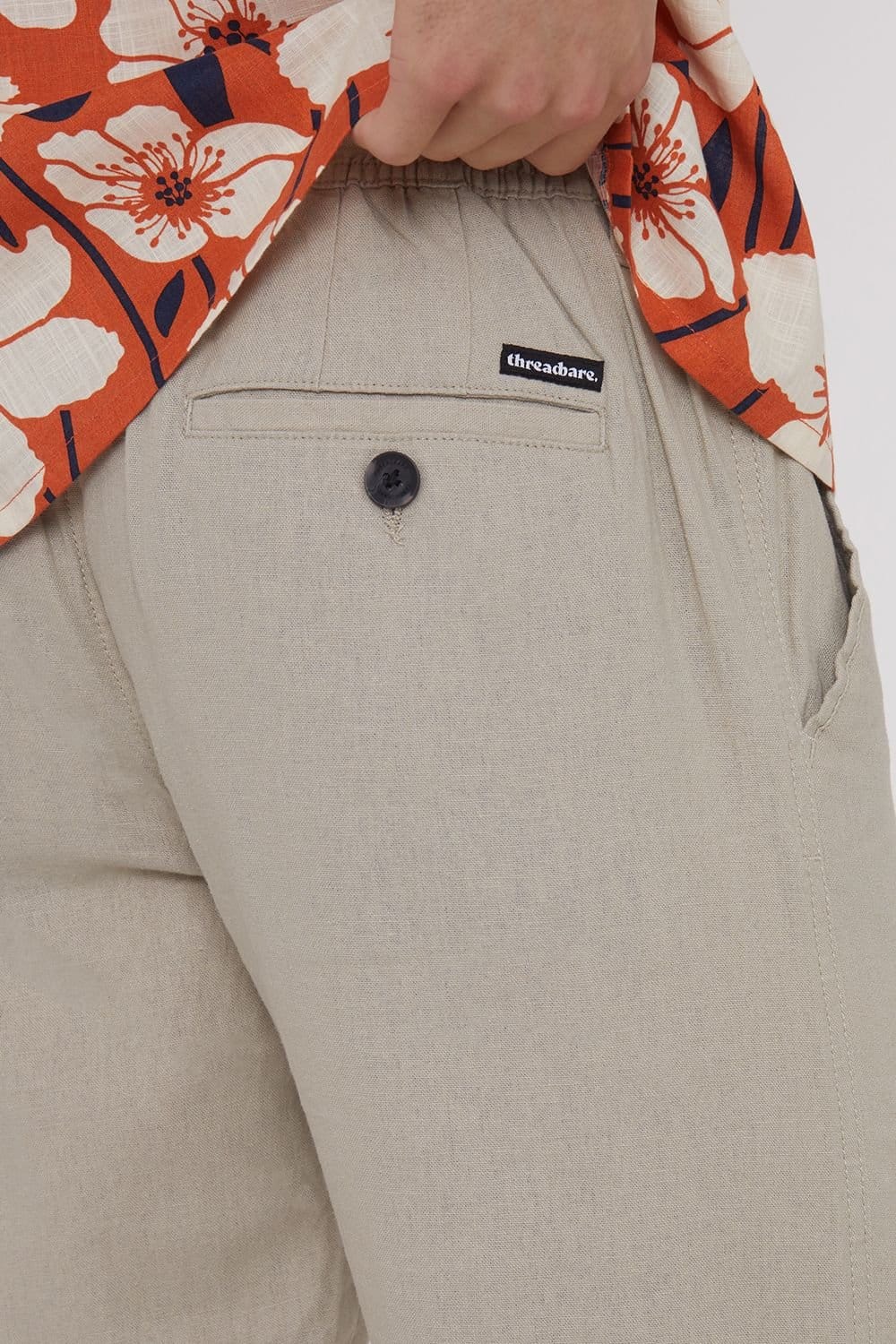 Threadbare threadbare Men's 'Annual' Linen Blend Casual Trousers in Stone - 4