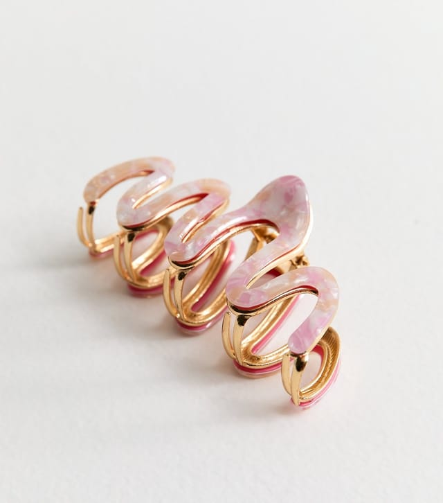 New Look Pink Marble Print Wiggly Hair Clip New Look - 3